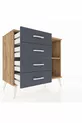Commode Hyperion à une étagère, 4 tiroirs, Pin-Pin/Anthracite