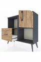 Commode Arges 2 étagères, 1 tiroir, 1 porte, Anthracite-Pin
