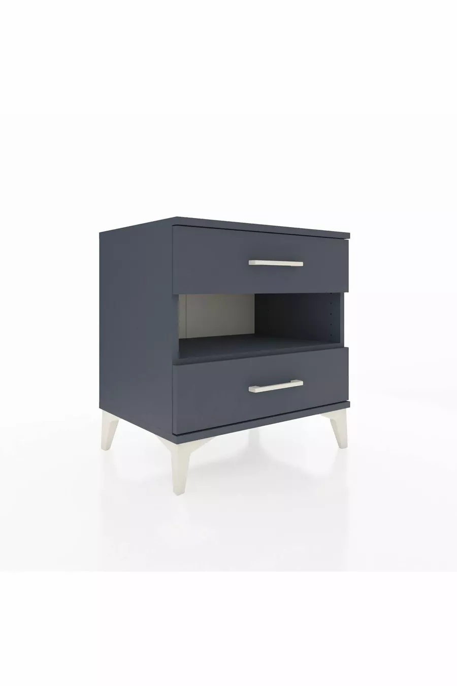 Chevet Hyperion à une étagère et deux tiroirs Anthracite-Anthracite