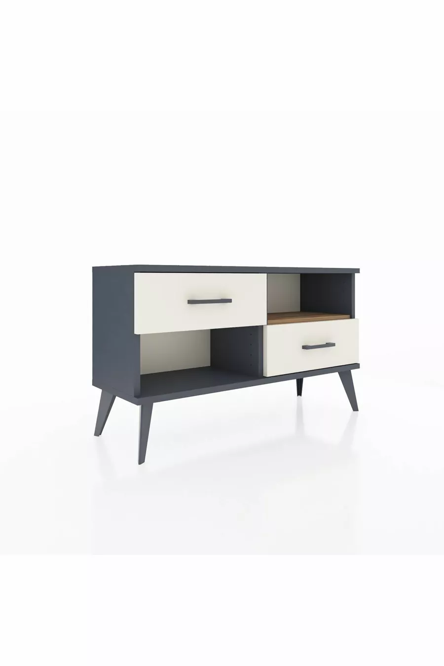 Commode Arges à une étagère, 2 tiroirs, Anthracite-Sapin/Mer de pierre