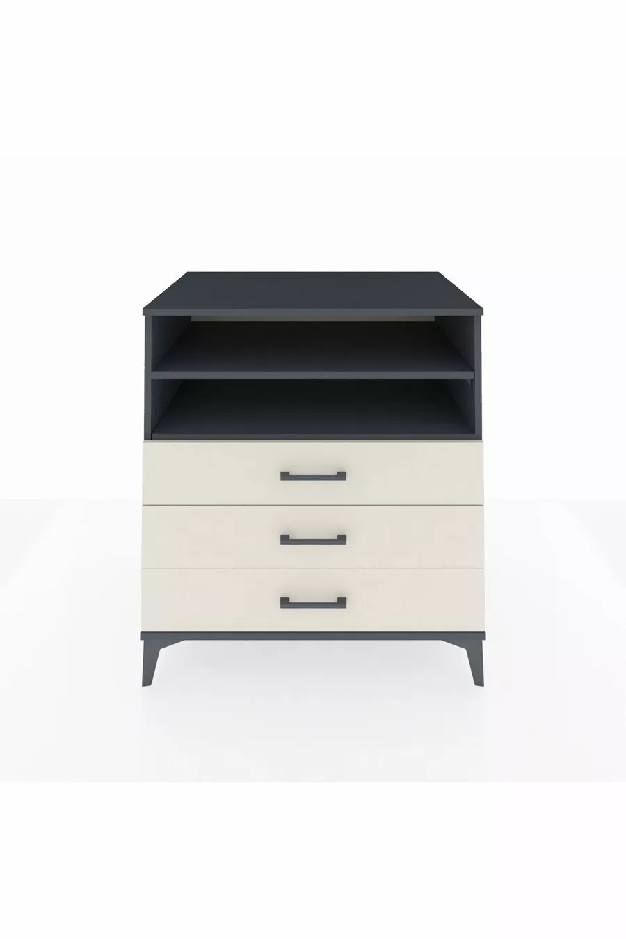 Commode Kronos 2 étagères 3 tiroirs Anthracite-Pierre de Lune