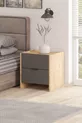 Table de chevet Sadem 2 tiroirs Pin Atlantique/Anthracite avec grand espace de rangement Design moderne (, cm)