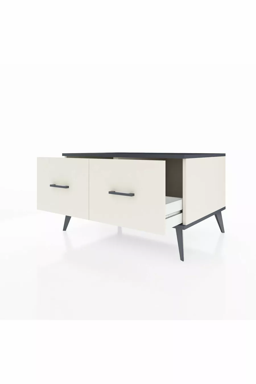 Commode Kronos 2 tiroirs Pierre de Lune-Anthracite/Pierre de Lune