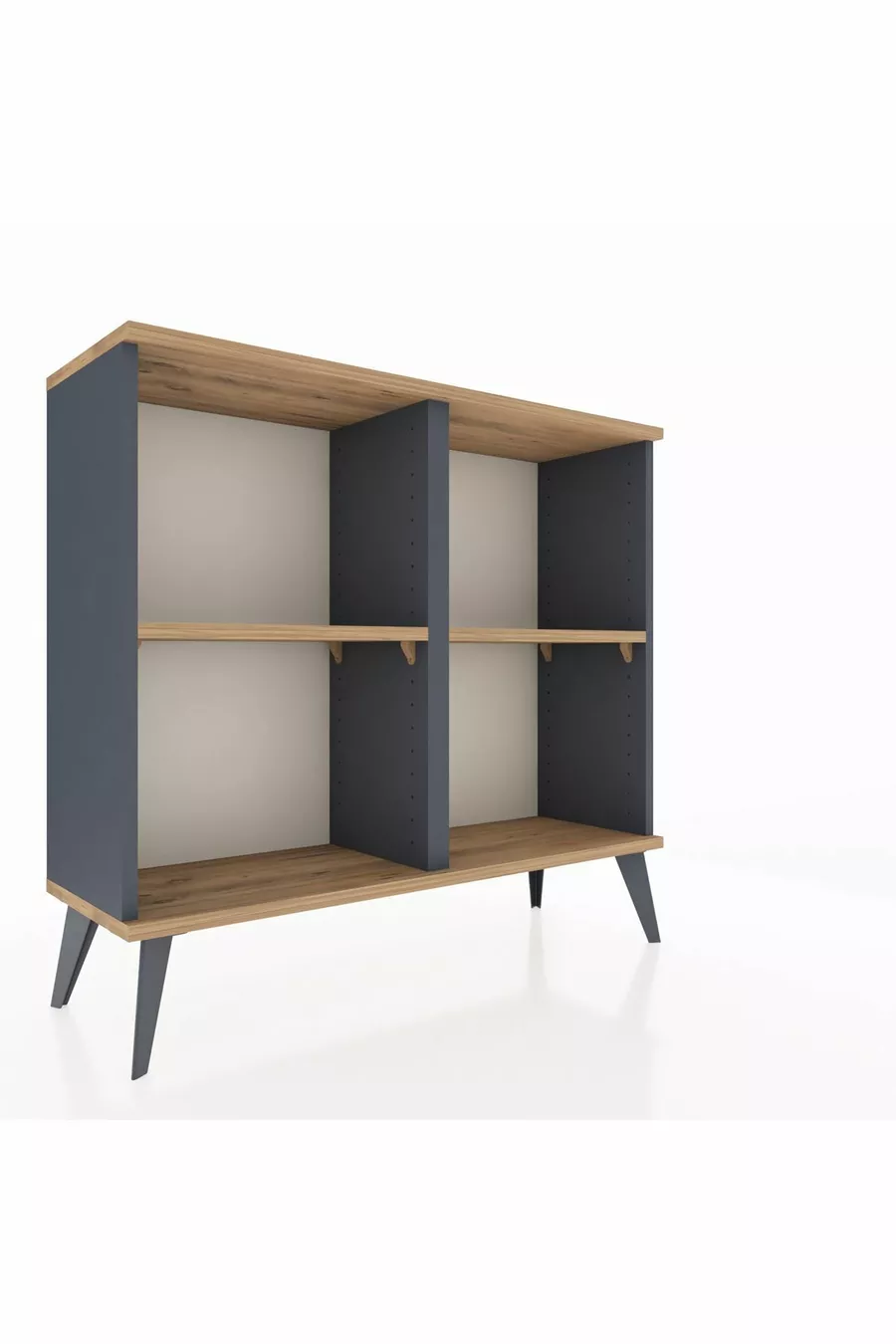 Commode Arges 2 étagères Anthracite-Pin