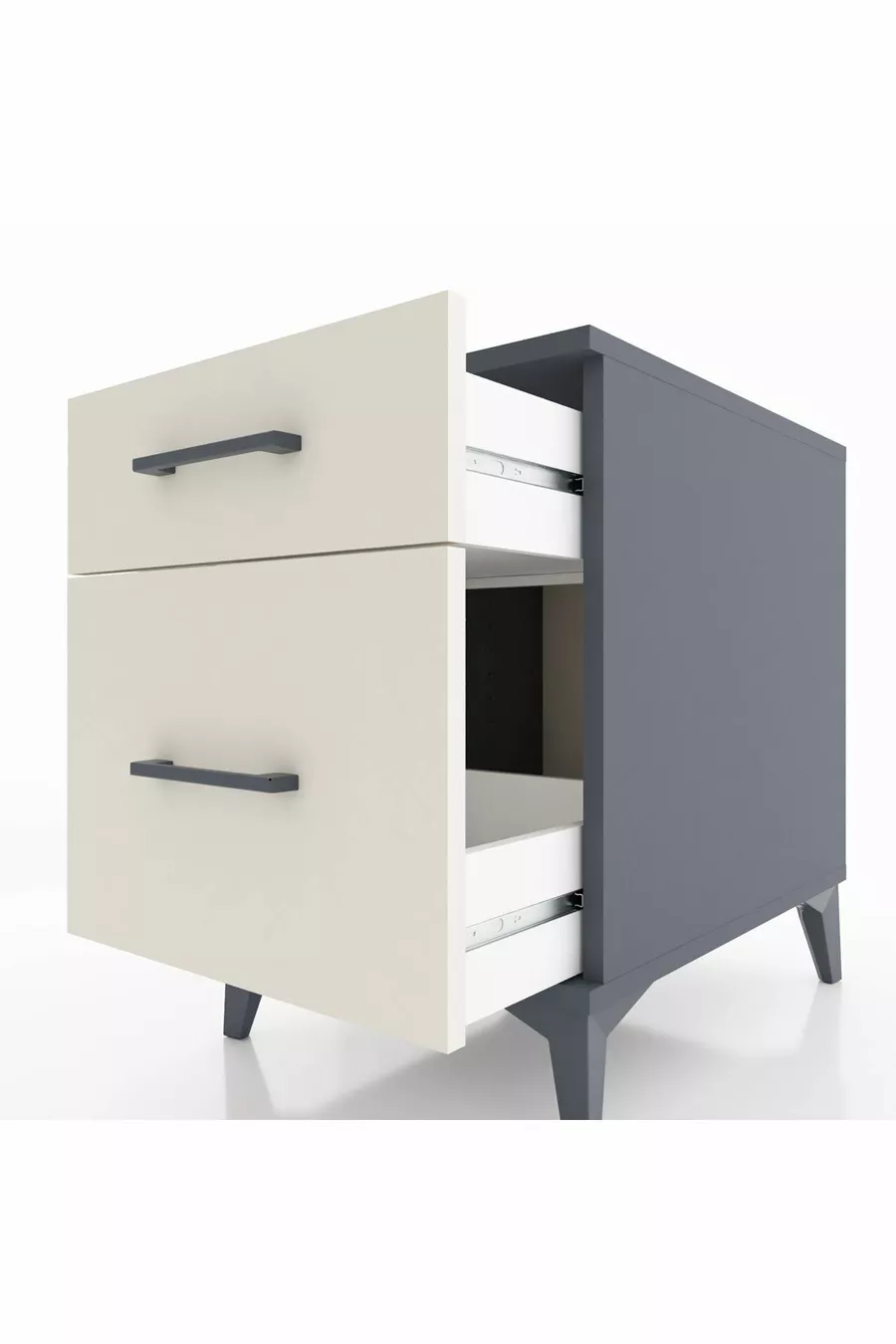 Chevet Kronos avec un tiroir unique Gris anthracite-Sable