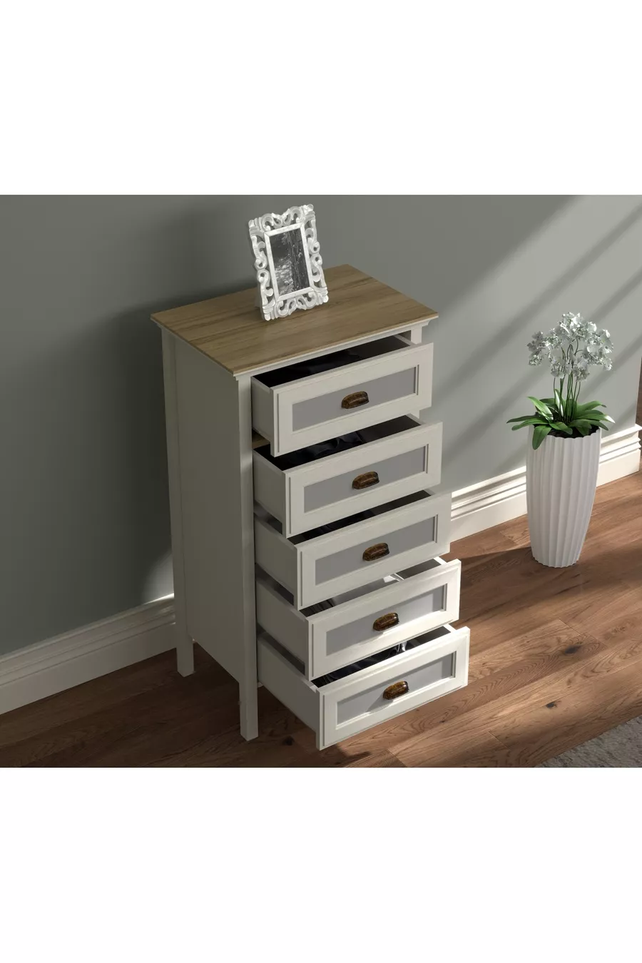 Hunerika Alenya Premium commode à 5 tiroirs - Minifiks - pierre de lune/Legnano