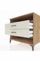 Commode Kronos à une étagère et 2 tiroirs en pin et pierre de lave