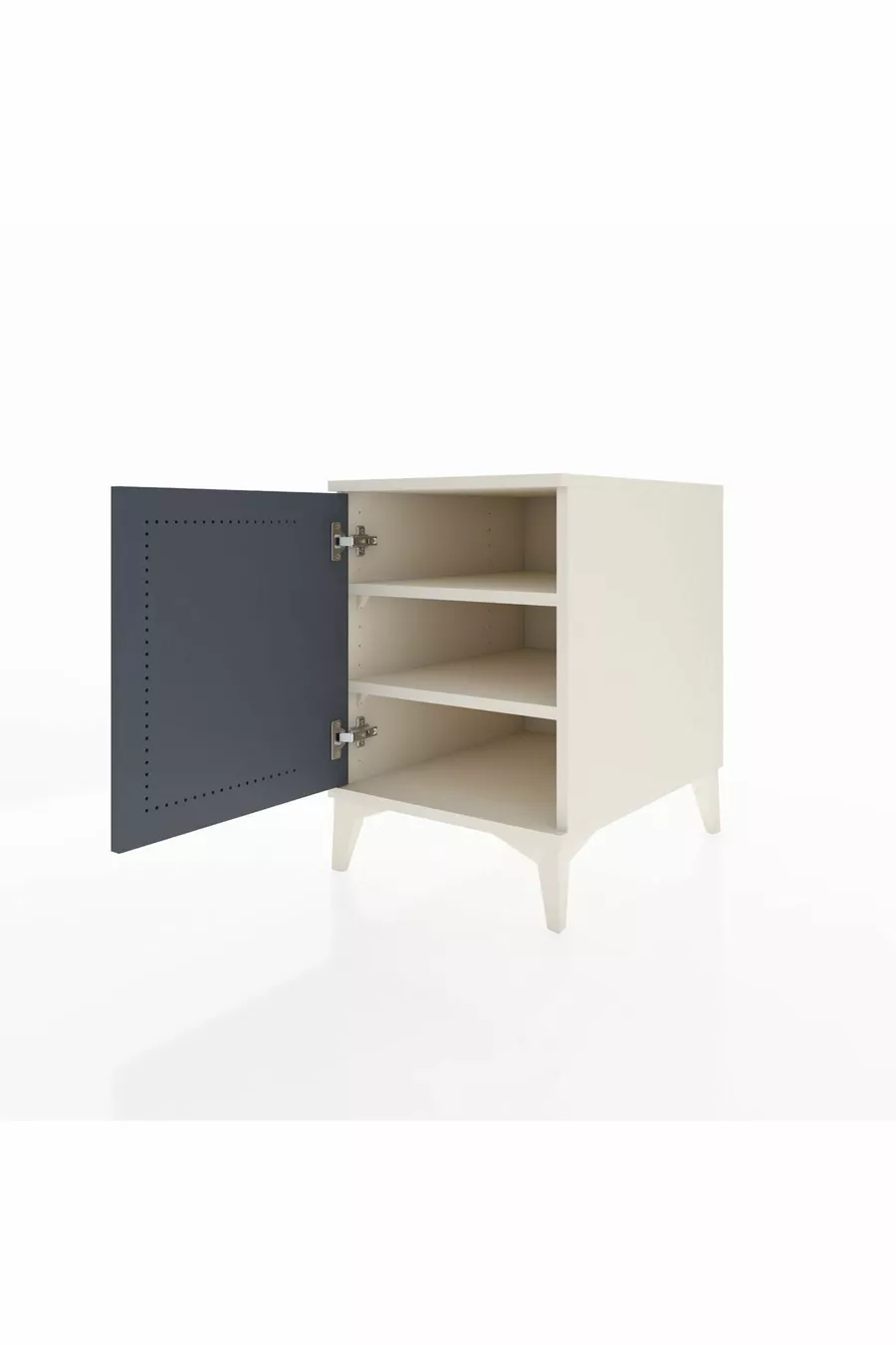Table de chevet Kronos à 2 étagères avec 1 porte, Pierre de lune-Anthracite