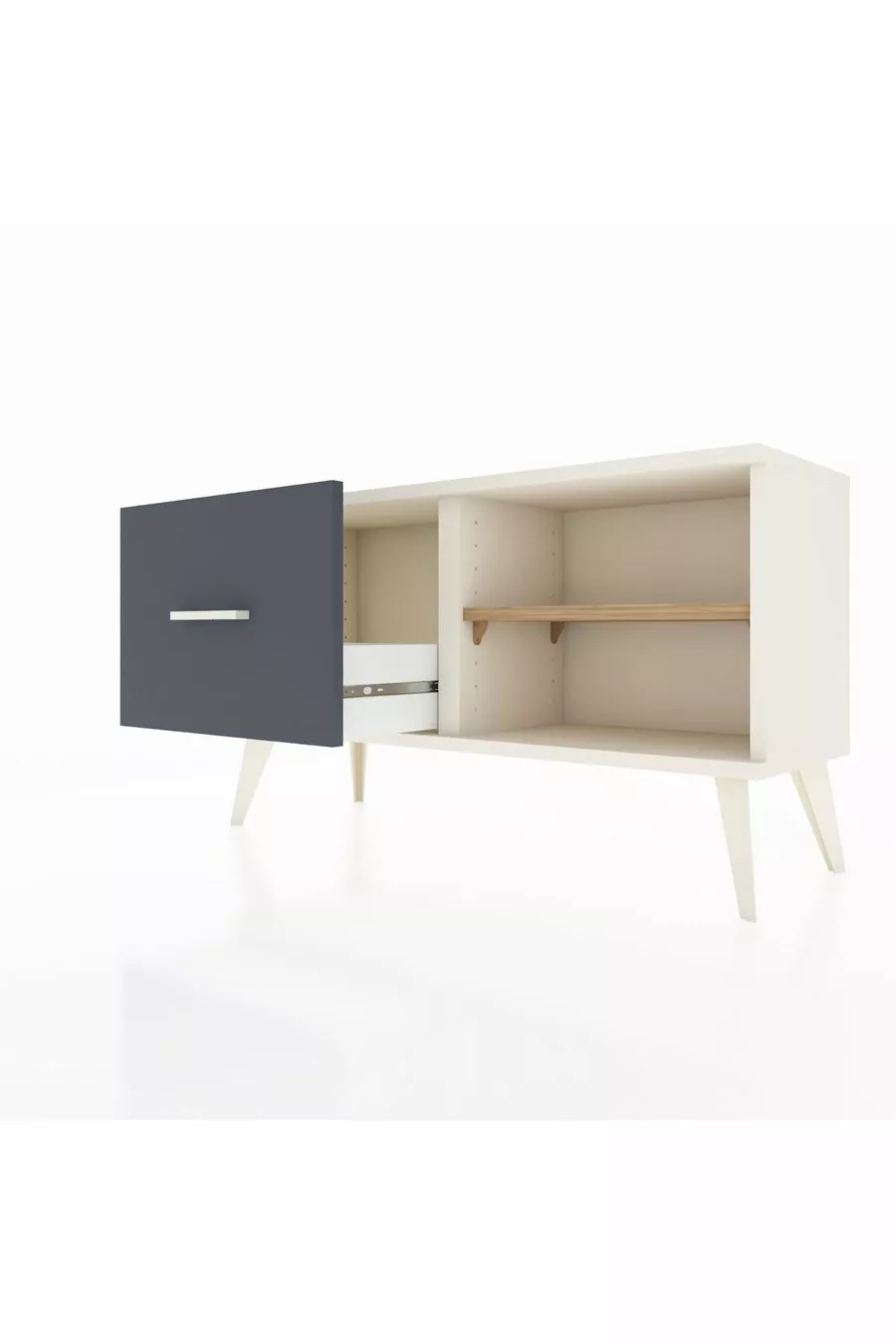 Commode Arges à une étagère et un tiroir Mousse de merin/Pin Anthracite