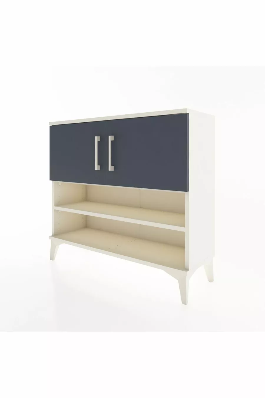Commode Arges 3 étagères 2 portes Pierre de lune-Anthracite