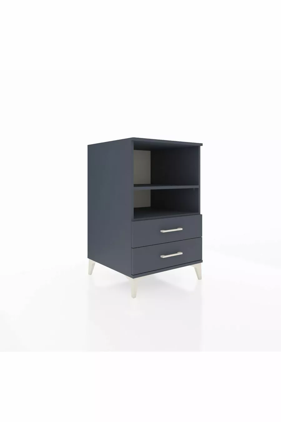 Chevet Kronos à 2 étagères et 2 tiroirs Anthracite-Anthracite