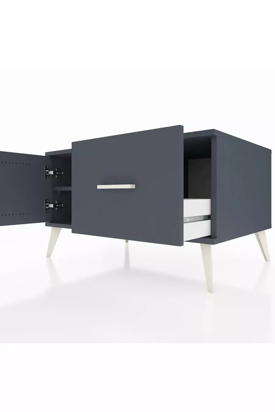 Commode Kronos avec une étagère, un tiroir et une porte, Anthracite-Anthracite