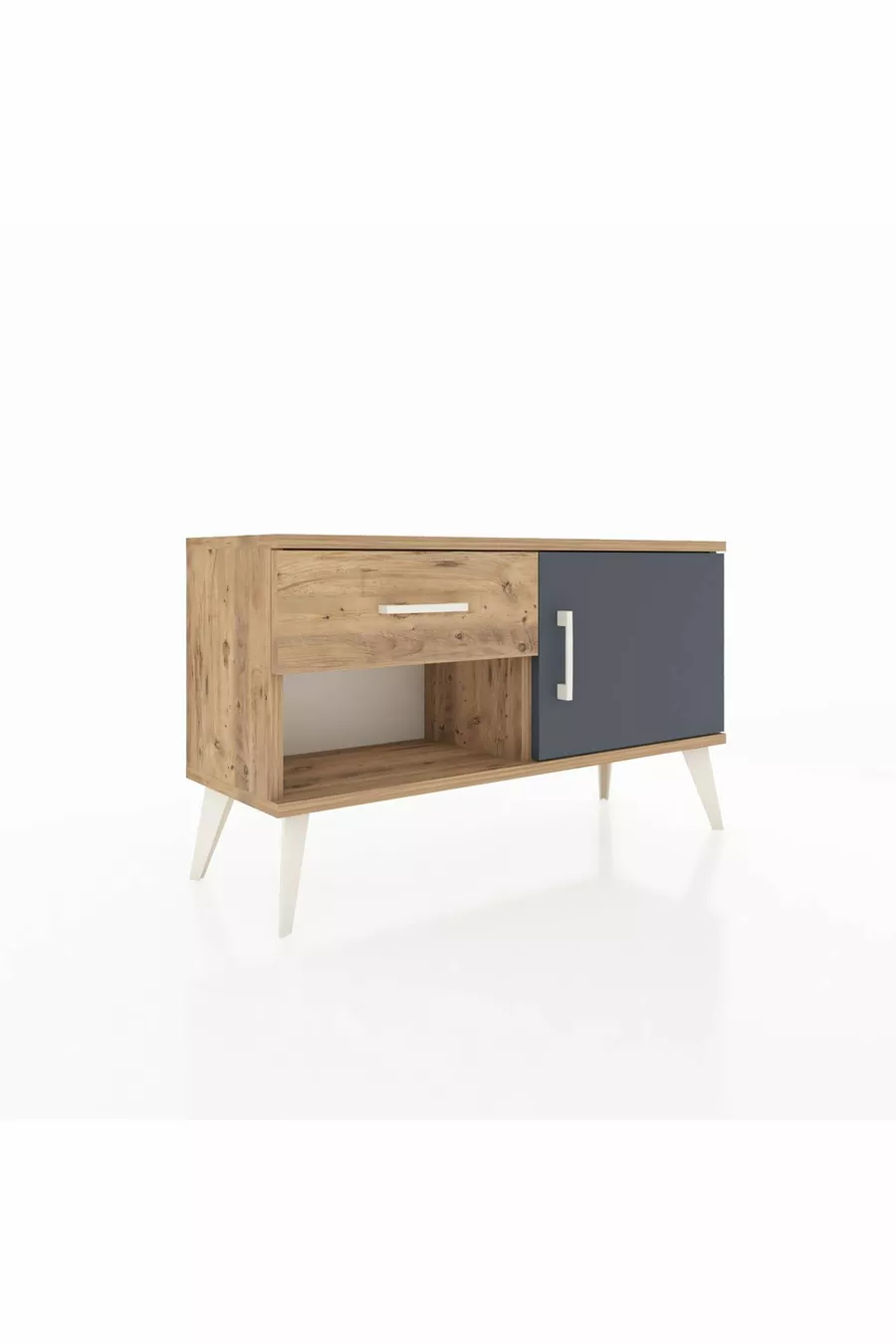 Commode Arges avec une étagère, un tiroir et une porte, pin-anthracite/pin