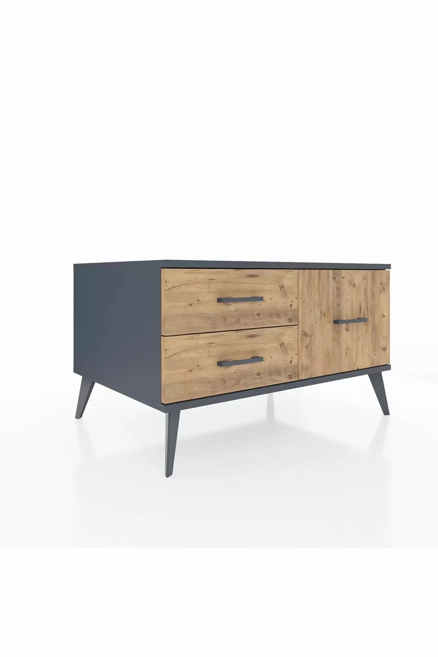 Commode Kronos 3 étagères Anthracite-Anthracite/Sapin