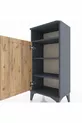 Table de chevet Arges à 3 étagères avec une porte, Anthracite-Pin
