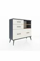 Commode Arges 2 étagères 4 tiroirs Anthracite-Pin/Pierre de Lune