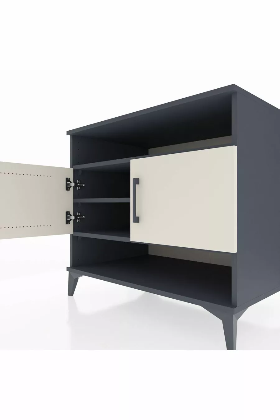 Commode Kronos 3 étagères 2 portes Anthracite-Pierre de lune