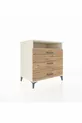 Commode Kronos avec une étagère et 3 tiroirs, Pierre de Lune-Pin