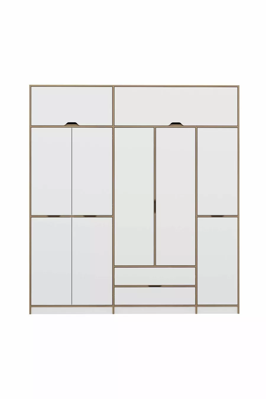 Armoire Elina à 5 portes avec penderie - Doré/Blanc