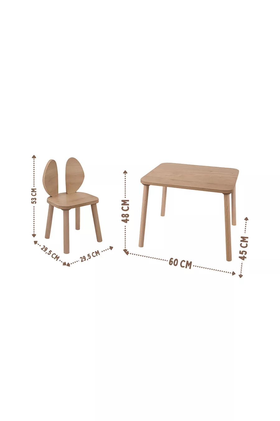 Table d'activité Safir Chêne Naturel avec 1 Chaise Ensemble Table et Chaise pour Enfant