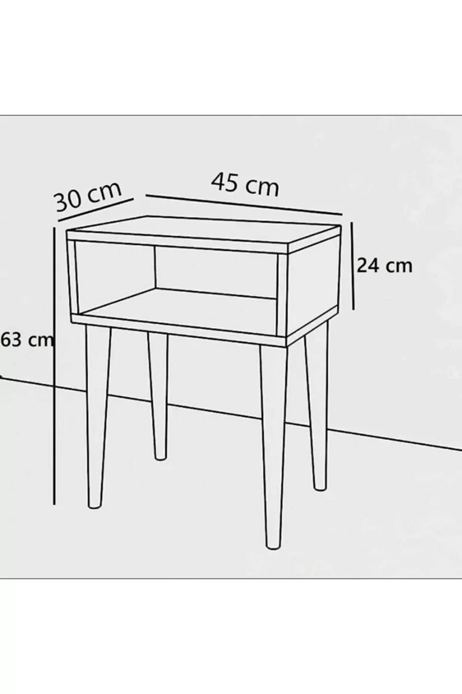 Table de chevet Rétro Table de chevet Modèle de chevet avec porte