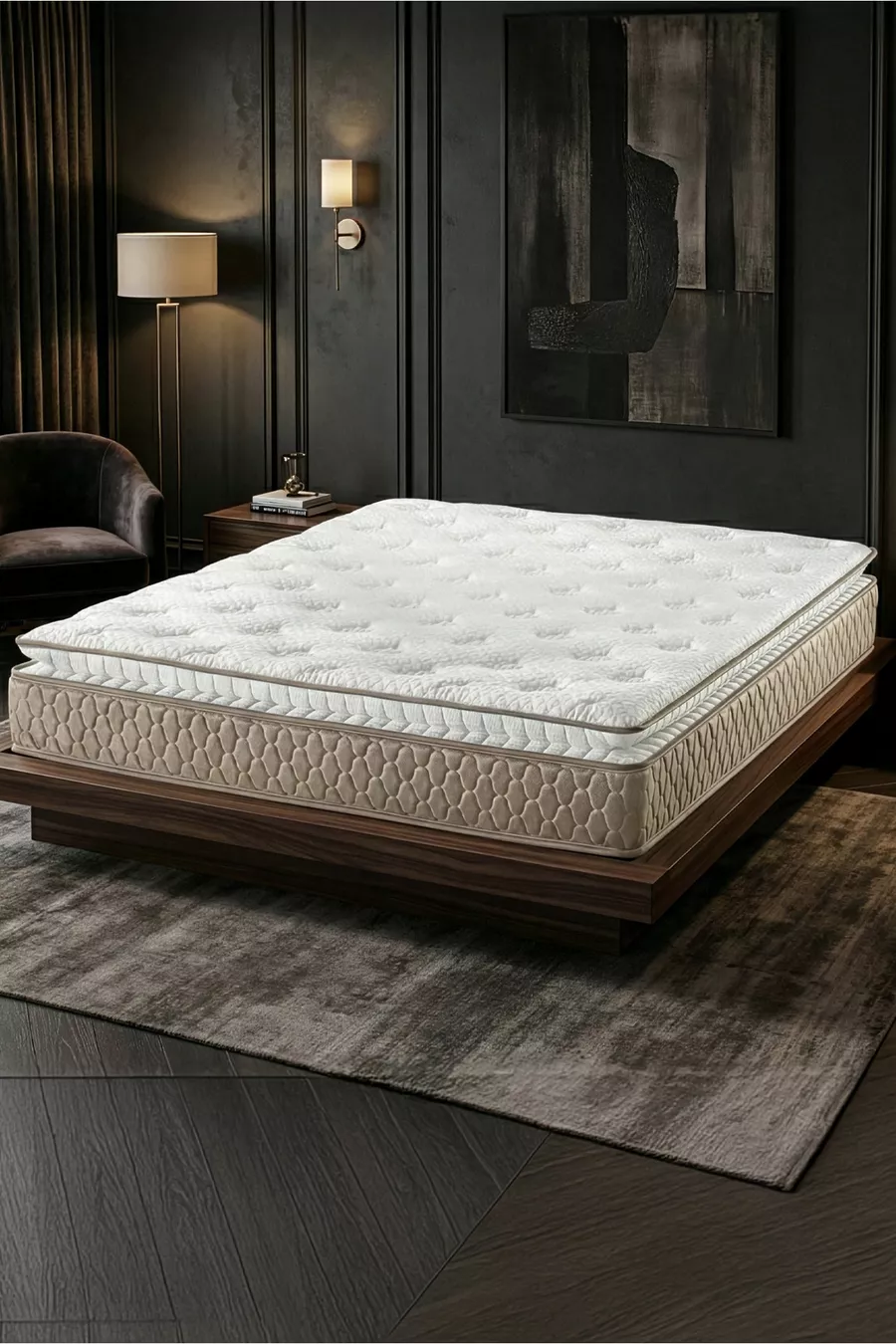 Matelas Ultra Orthopédique avec Soutien Lombaire et Dorsal, Aquapad, Ressorts Ensachés, Tissu en Plume de Lapin