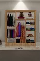 Armoire en anthracite gris GM  Sline 3 portes coulissantes avec tringles et étagères en pin Atlantique