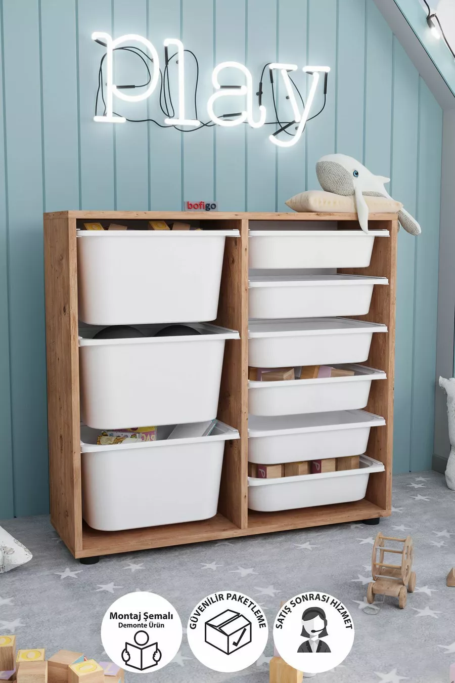 Armoire à 9 paniers Armoire multi-usages Armoire à jouets Çağla Çam