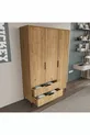 Armoire Aden à 3 portes avec tiroirs et paniers complets, penderie, armoire avec étagères
