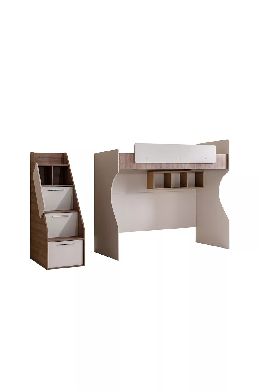 Lits superposés avec bureau et armoire Milano, moderne + 1 matelas Comfort