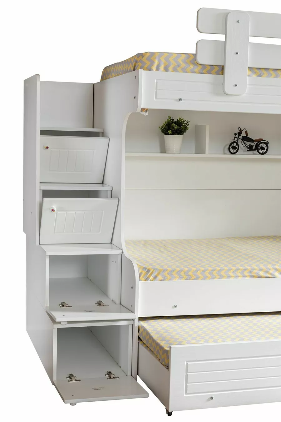 Lit superposé, Lit superposé pour bébé - Blanc 2 matelas Comfort