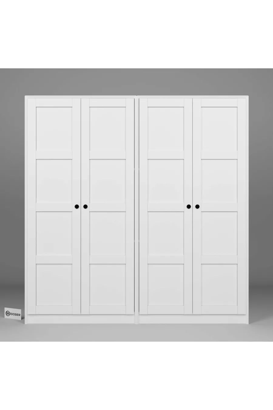 Armoire à vêtements Lucas 4 portes  étagères - Blanc mat