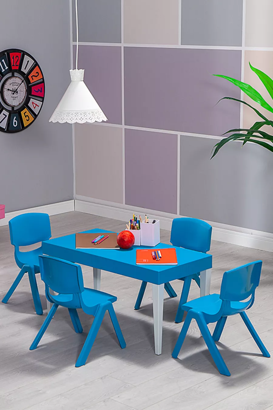 Table d'école maternelle ergonomique et confortable Junior Rectangle pour enfants - Bleu