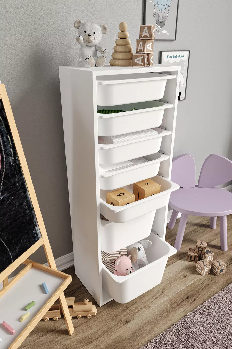 % MDF - Armoire à Jouets XL Mono 7 Paniers