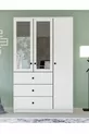 Gm  Ece Lüx Armoire 3 Portes 3 Tiroirs avec Miroir et Poignées Bouton