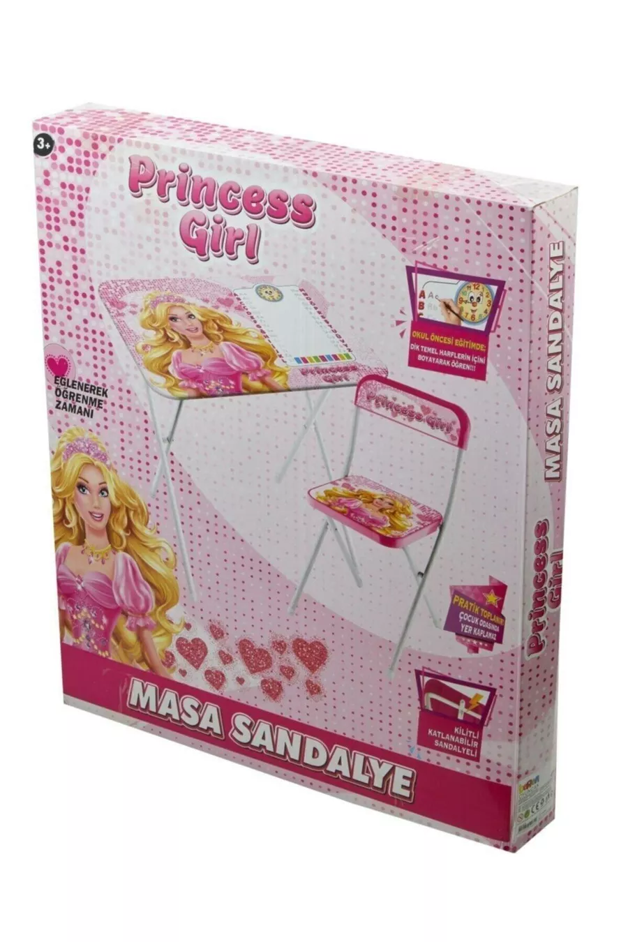 Bureau de princesse, table d'activités de jeu, ensemble table et chaise pour fille rose