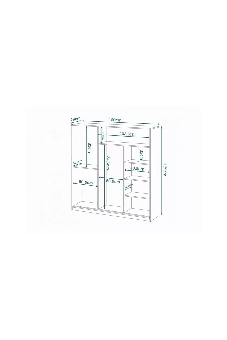 Armoire blanche Samira en MDF avec portes coulissantes et miroir, 3 portes