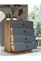 Commode GM Almina 4 tiroirs avec poignées boutons en gris anthracite-noisette