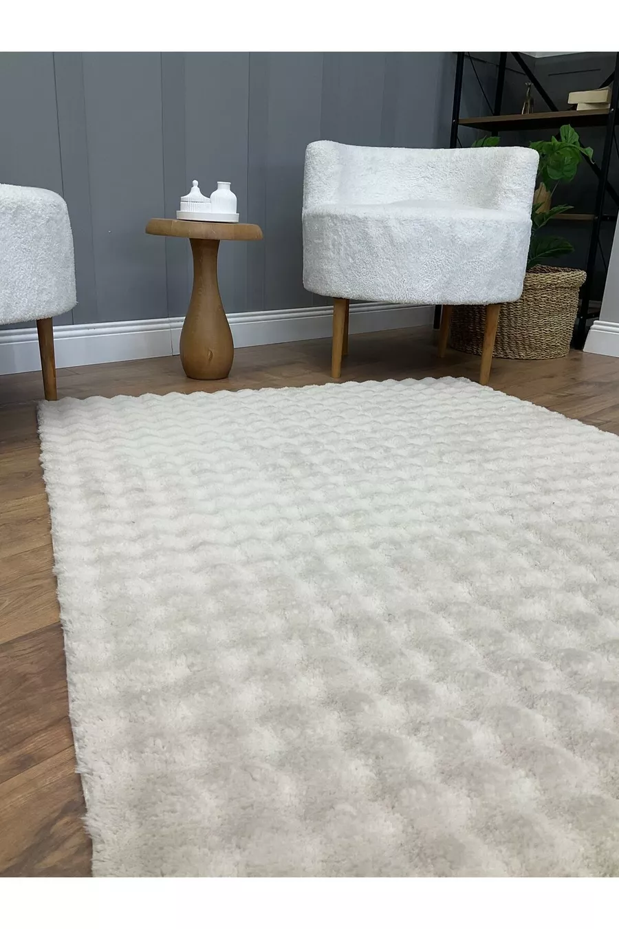 Tapis Puffy Bubble en forme de lapin en plumes, antidérapant, lavable en machine, pour salon, couloir, cuisine