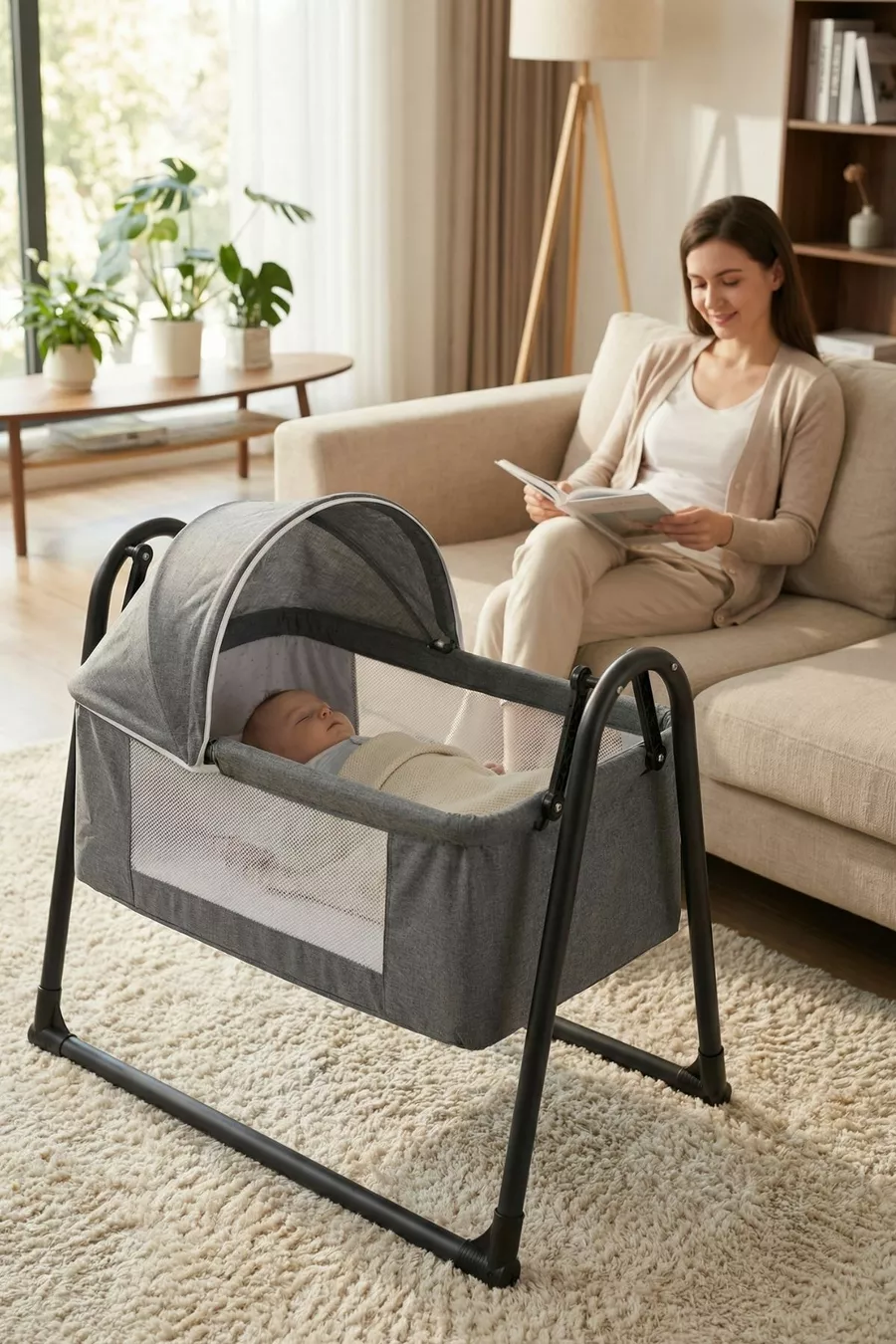 Neonest Lit à côté de la mère avec matelas épais, moustiquaire et tente, qui se balance. Berceau panier portable neuf Vison