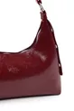Sac à main et à épaule pour femme en cuir synthétique bordeaux à texture froissée, modèle , à un compartiment, forme baguette
