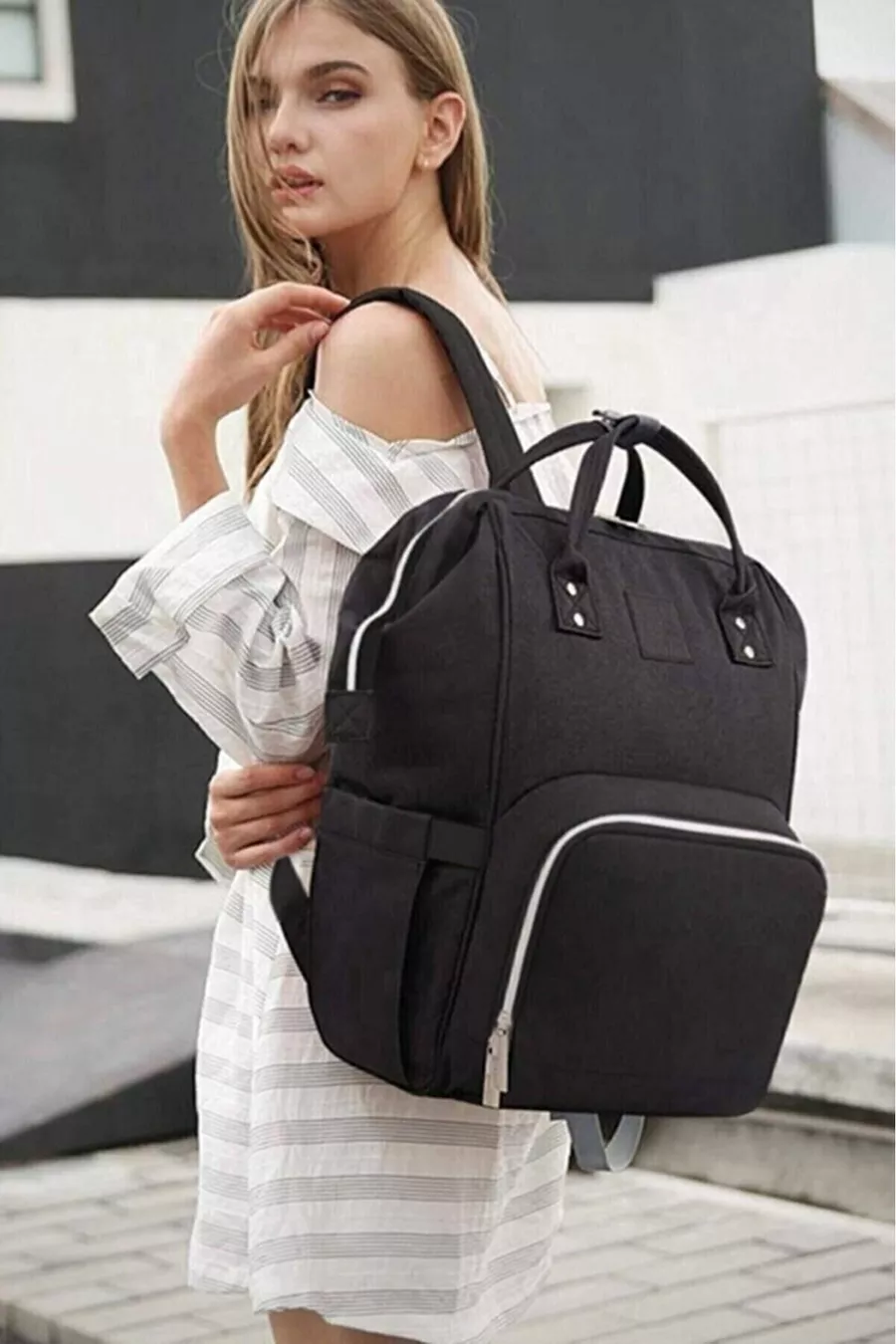 Sac à dos pour soins du bébé avec bouteille et thermos, sac à bébé imperméable