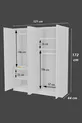  ARENA ARMOIRE GRIS ANTHRACITE 4 PORTES, 2 BARRES POUR PENDERIES, 6 ÉTAGÈRES