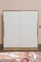 Armoire coulissante  Zambak avec étagères, tiroirs et tringle, en pin (portes blanches)