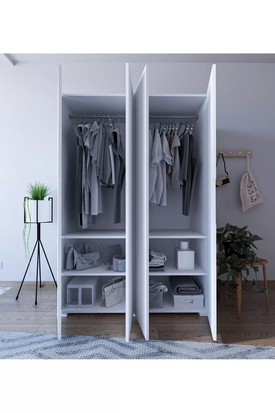 Armoire Monza 4 portes blanche  cm ,  cm