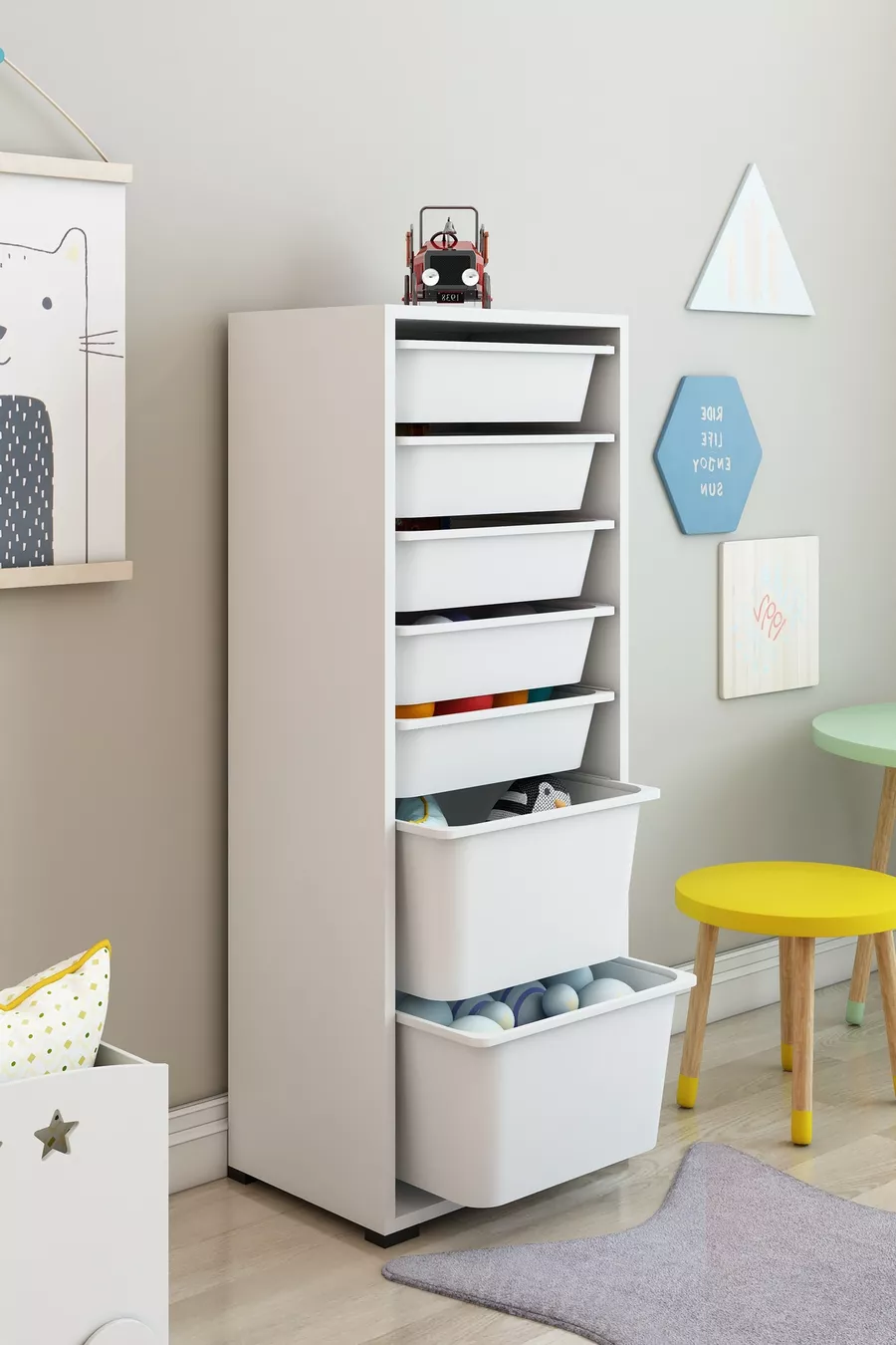 Armoire à jouets KIDS 7 avec 7 paniers Boîte de rangement pour jouets
