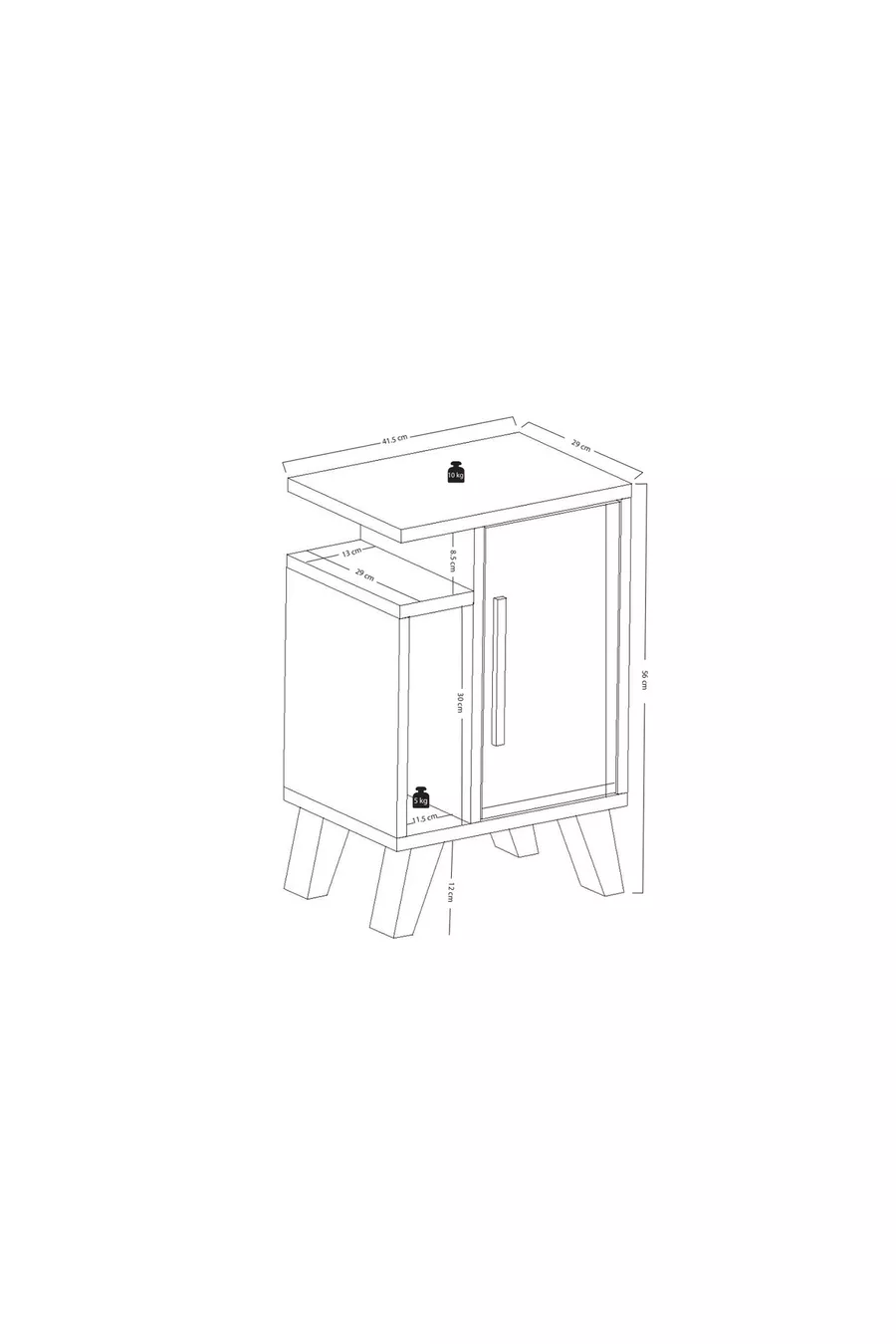 Table de chevet Bengi blanche
