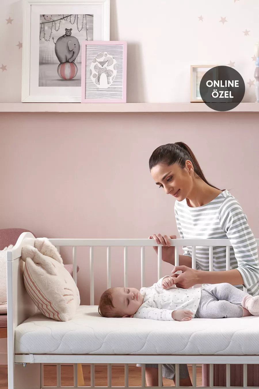 Matelas pour bébé en mousse lavable avec housse naturelle en coton