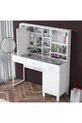 Coiffeuse avec tiroirs Rani à miroir et couvercle, organiseur de bijoux avec crochets, blanc