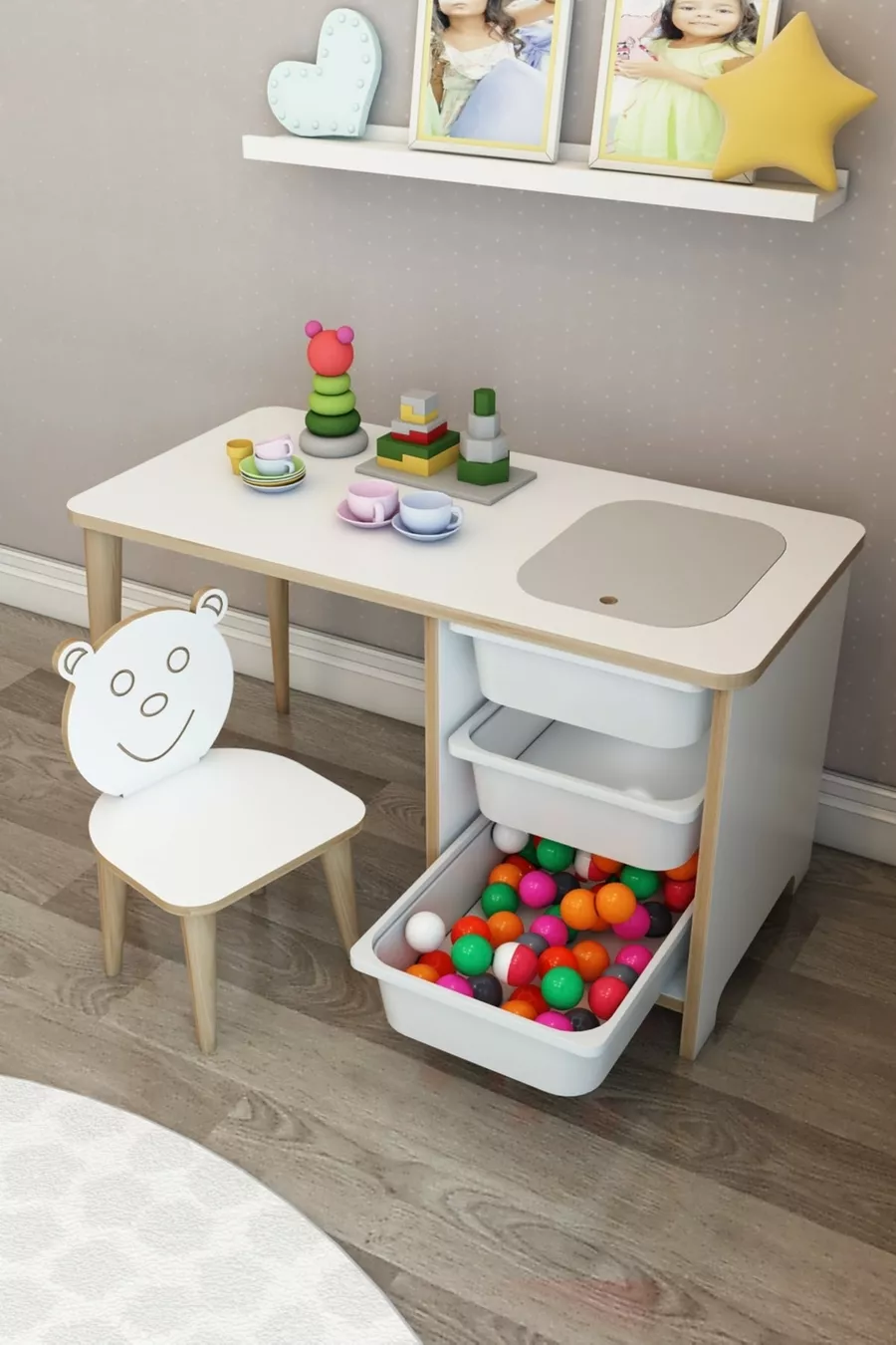Bureau pour enfants, table de jeu et d'activités, table été-hiver Byz_spt_san
